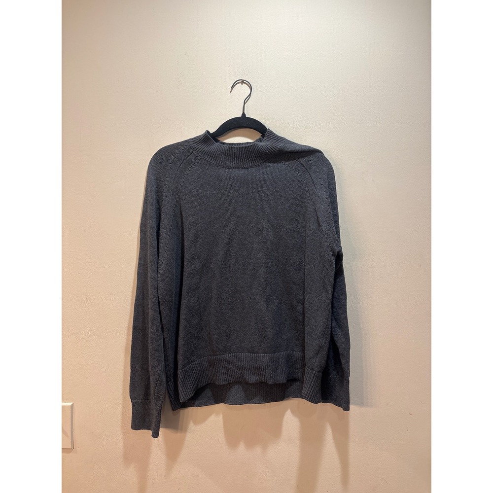 Quince Womens Organic Cotton Mockneck Sweater Charcoal Gray LB27638 M - Picture 6 of 8